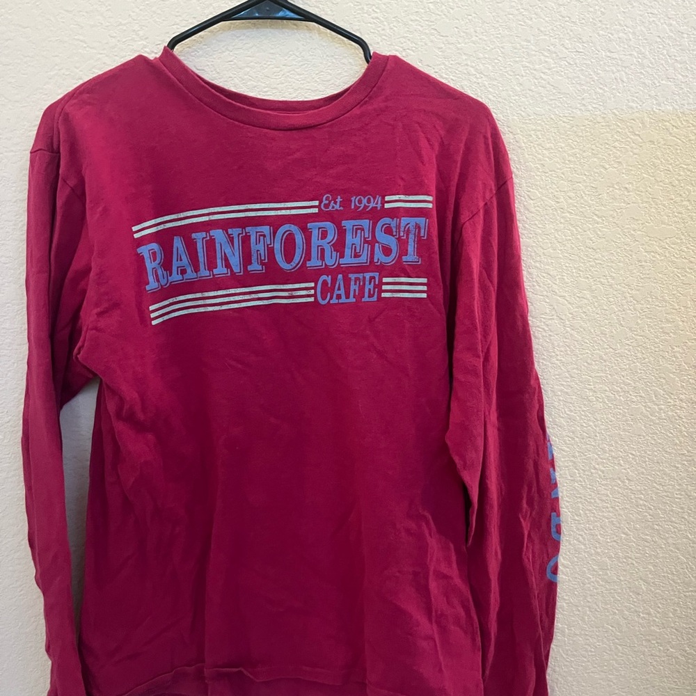 Rainforest Cafe hot pink Long Sleeve Tee Cotton Blend
